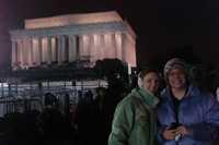 The Lincoln Memorial at night.  The line to go up the steps was waaaay too long.